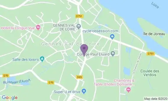 Localisation Banque Postale Agence de Gennes