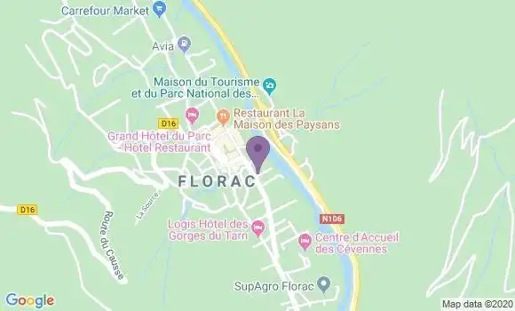 Localisation Banque Postale Agence de Florac
