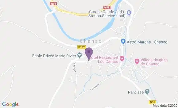 Localisation Banque Postale Agence de Chanac
