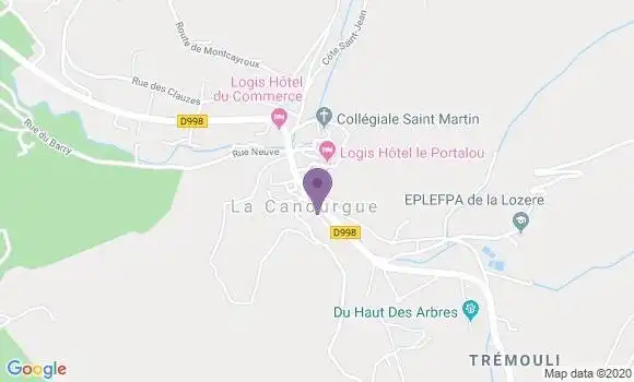 Localisation Banque Postale Agence de La Canourgue