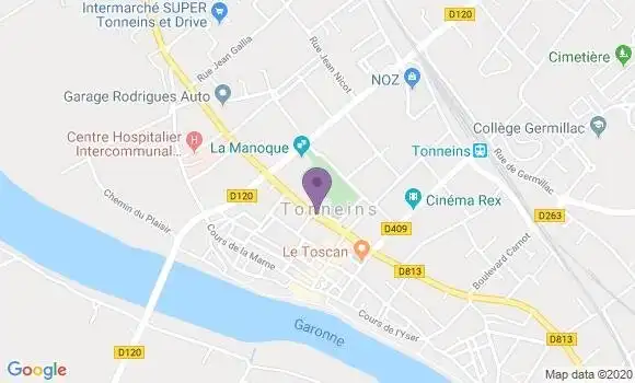 Localisation Banque Postale Agence de Tonneins