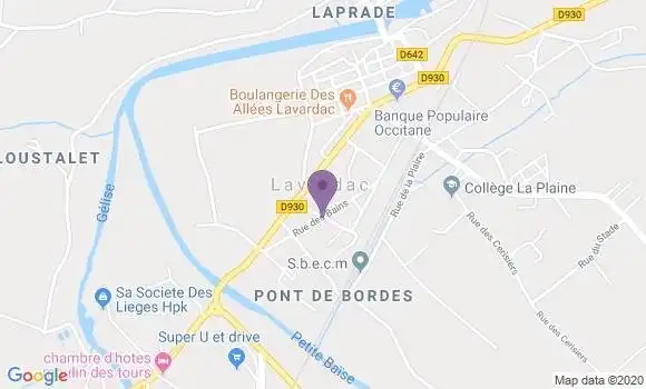 Localisation Banque Postale Agence de Lavardac