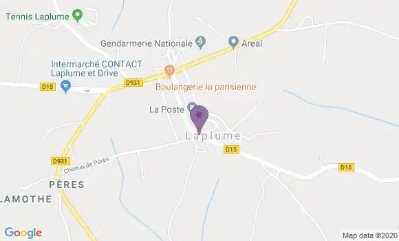 Localisation Banque Postale Agence de Laplume