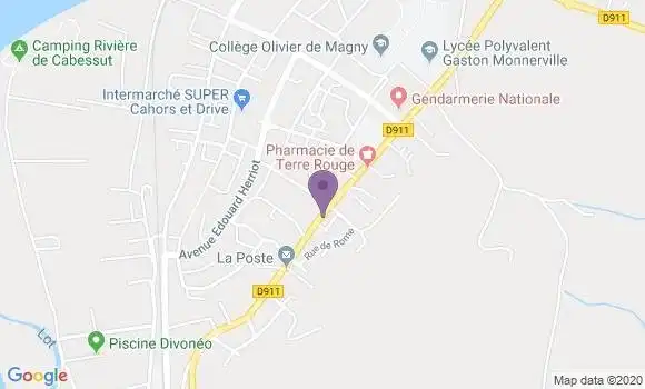 Localisation Banque Postale Agence de Cahors Terre Rouge