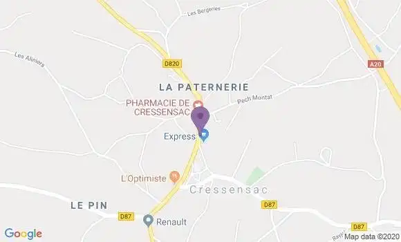 Localisation Banque Postale Agence de Cressensac