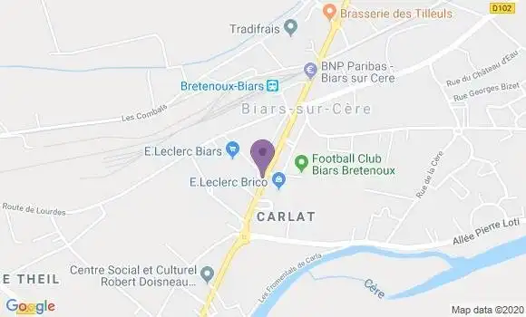 Localisation Banque Postale Agence de Biars sur Cère