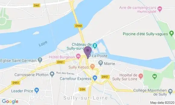 Localisation Banque Postale Agence de Sully sur Loire