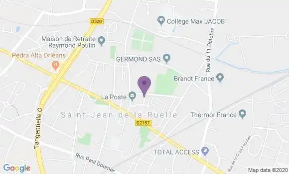 Localisation Banque Postale Agence de Saint Jean de la Ruelle