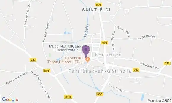 Localisation Banque Postale Agence de Ferrières en Gâtinais