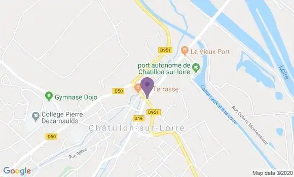 Localisation Banque Postale Agence de Châtillon sur Loire