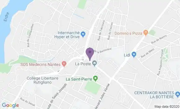 Localisation Banque Postale Agence de Nantes Eraudière