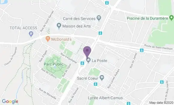 Localisation Banque Postale Agence de Nantes Bellevue