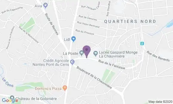Localisation Banque Postale Agence de Nantes Chauvinière