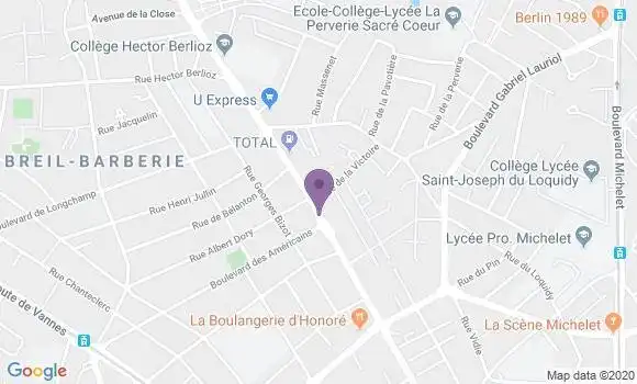 Localisation Banque Postale Agence de Nantes Longchamp
