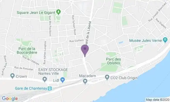 Localisation Banque Postale Agence de Nantes Chantenay