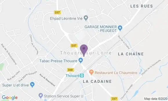 Localisation Banque Postale Agence de Thouaré sur Loire