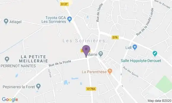 Localisation Banque Postale Agence de Les Sorinières