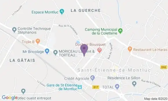 Localisation Banque Postale Agence de Saint Etienne de Montluc