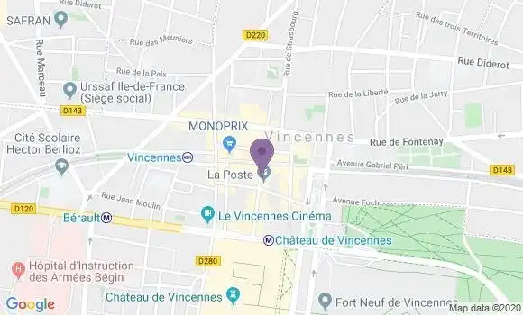 Localisation LCL Agence de Vincennes Centre