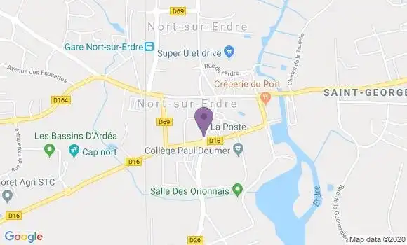 Localisation Banque Postale Agence de Nort sur Erdre