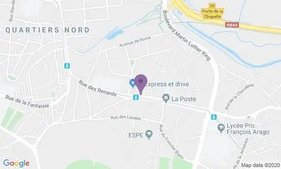Localisation Banque Postale Agence de Nantes Bourgeonnière