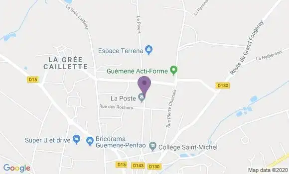 Localisation Banque Postale Agence de Guémené Penfao