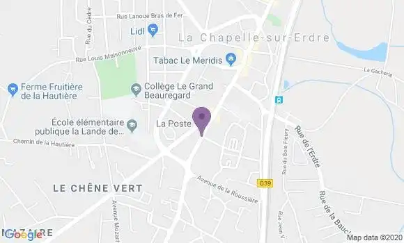 Localisation Banque Postale Agence de La Chapelle sur Erdre