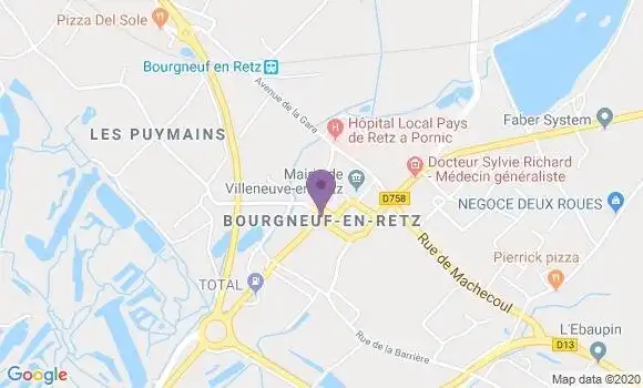 Localisation Banque Postale Agence de Bourgneuf en Retz