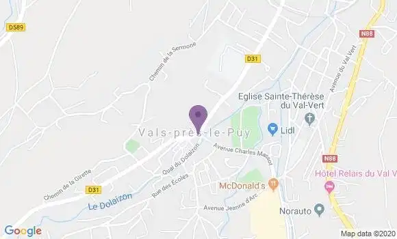Localisation Banque Postale Agence de Vals Près le Puy