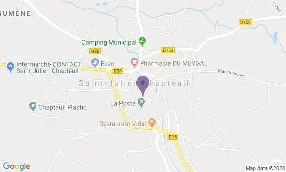 Localisation Banque Postale Agence de Saint Julien Chapteuil