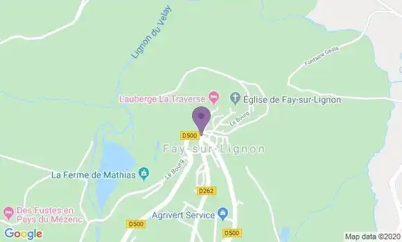 Localisation Banque Postale Agence de Fay sur Lignon