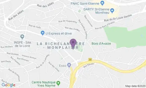 Localisation Banque Postale Agence de Saint Etienne Montplaisir