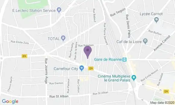 Localisation Banque Postale Agence de Roanne Mulsant