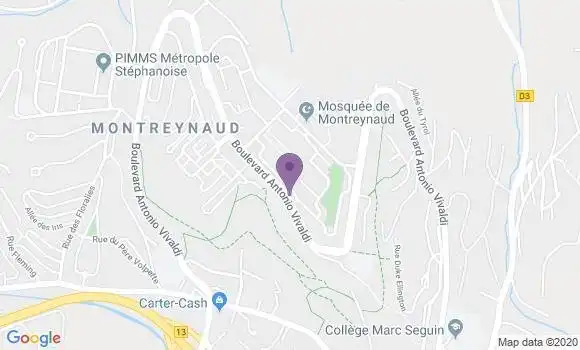 Localisation Banque Postale Agence de Saint Etienne Montreynaud