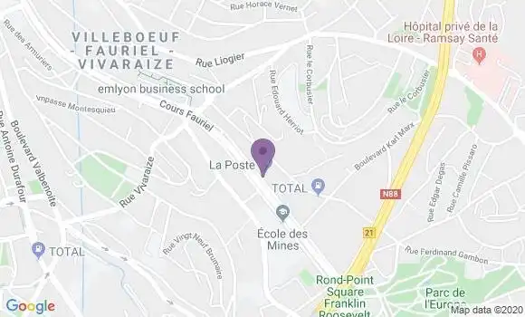 Localisation Banque Postale Agence de Saint Etienne Fauriel