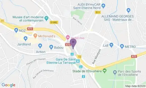 Localisation Banque Postale Agence de Saint Etienne la Terrasse