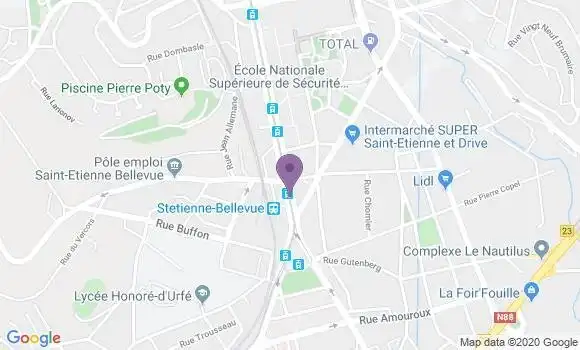 Localisation Banque Postale Agence de Saint Etienne Bellevue