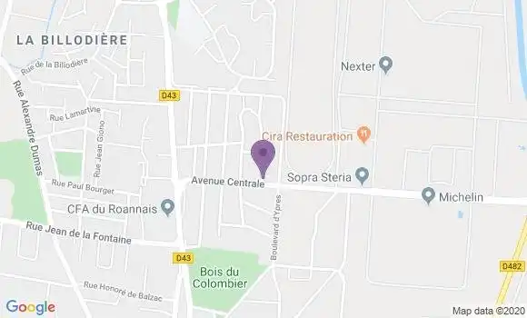 Localisation Banque Postale Agence de Roanne Arsenal