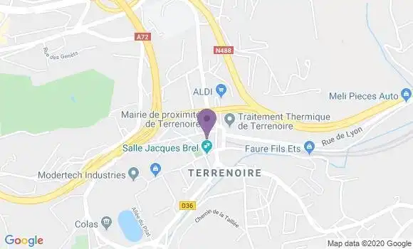 Localisation Banque Postale Agence de Saint Etienne Terrenoire