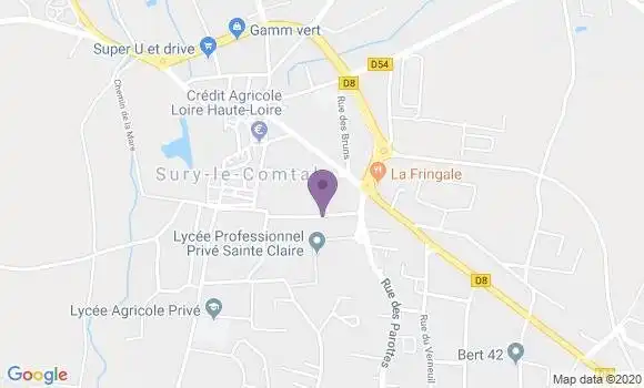 Localisation Banque Postale Agence de Sury le Comtal