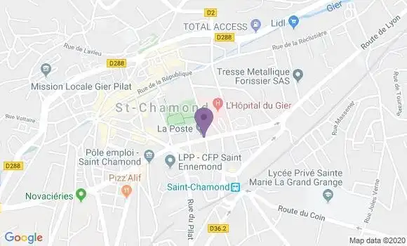 Localisation Banque Postale Agence de Saint Chamond