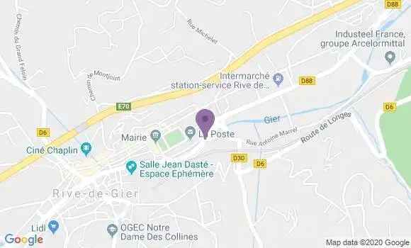 Localisation Banque Postale Agence de Rive de Gier