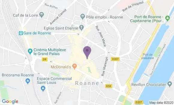 Localisation Banque Postale Agence de Roanne Foch