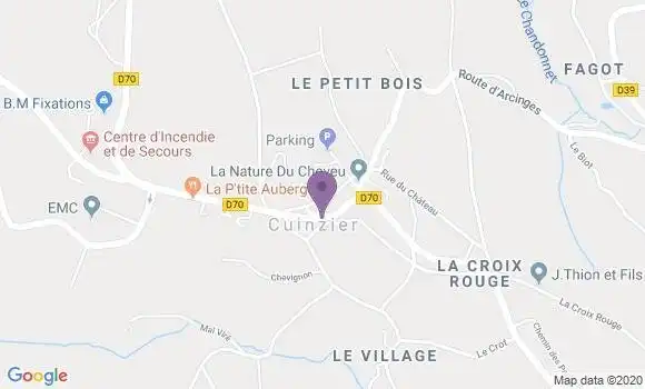 Localisation Banque Postale Agence de Cuinzier