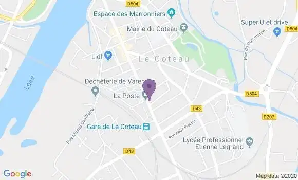 Localisation Banque Postale Agence de Le Coteau
