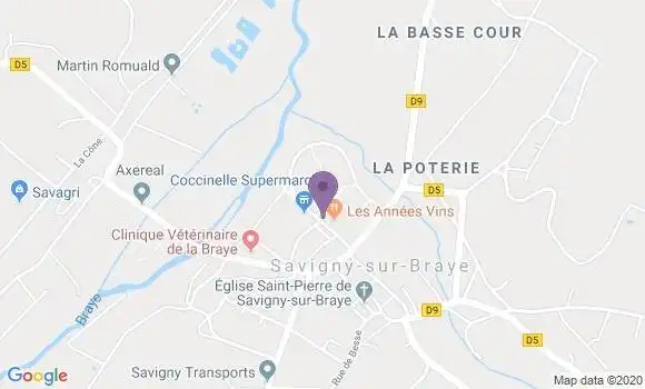 Localisation Banque Postale Agence de Savigny sur Braye