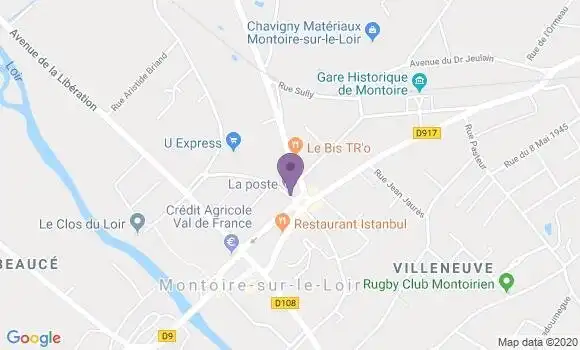 Localisation Banque Postale Agence de Montoire sur le Loir