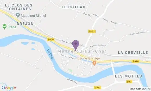 Localisation Banque Postale Agence de Mennetou sur Cher