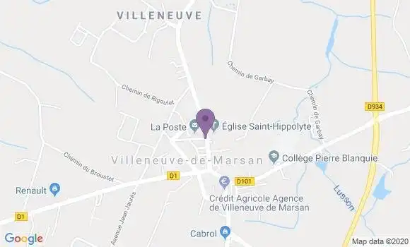 Localisation Banque Postale Agence de Villeneuve de Marsan