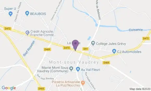 Localisation Banque Postale Agence de Mont sous Vaudrey